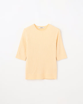 12Gワイドリブ コットン×ポリエステル 5分袖クルーネック　SL9S-805