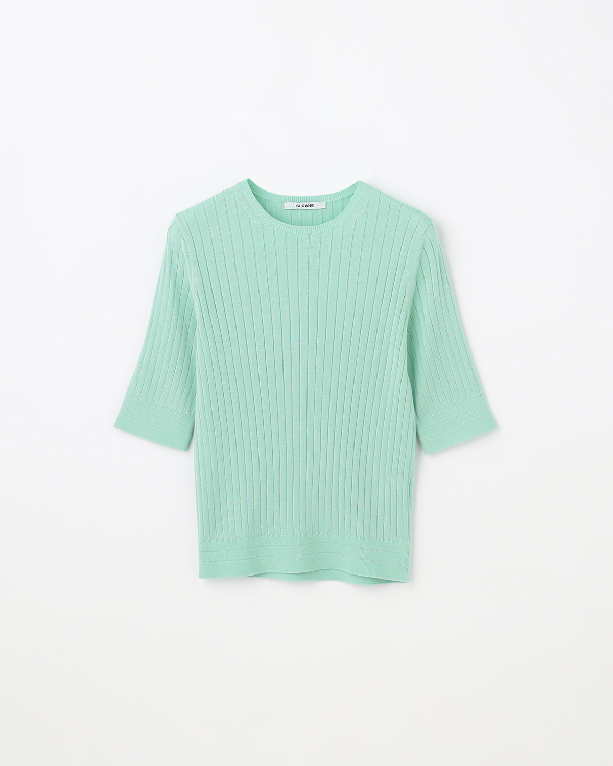 12Gワイドリブ コットン×ポリエステル 5分袖クルーネック　SL9S-805