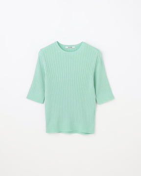 12Gワイドリブ コットン×ポリエステル 5分袖クルーネック　SL9S-805