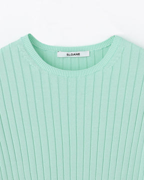 12Gワイドリブ コットン×ポリエステル 5分袖クルーネック　SL9S-805