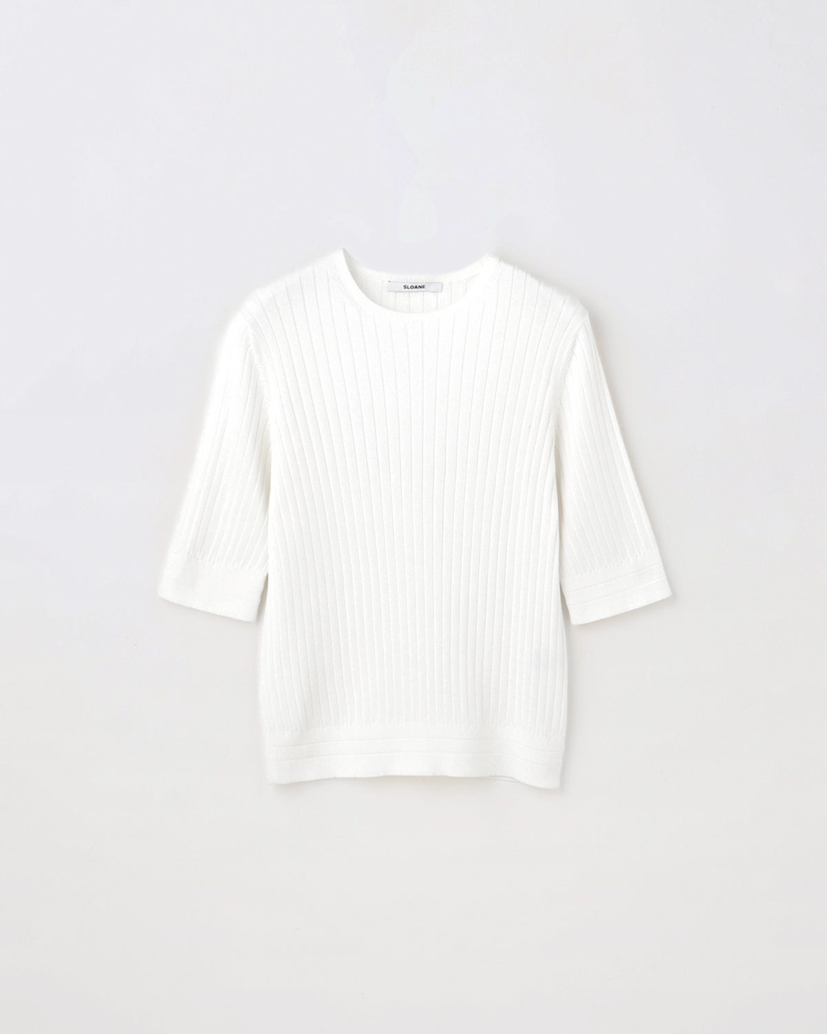 12Gワイドリブ コットン×ポリエステル 5分袖クルーネック　SL9S-805