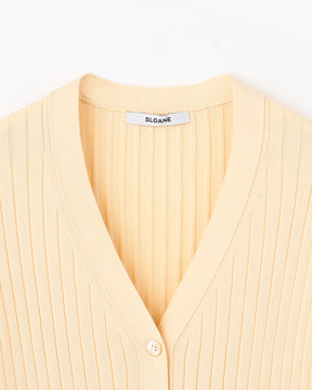 12Gワイドリブ コットン×ポリエステル Vネックカーディガン　SL9S-840