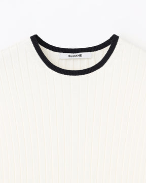 12Gワイドリブ コットン×ポリエステル バイカラーノースリーブクルーネック　SL9S-850-S10