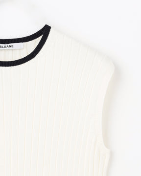 12Gワイドリブ コットン×ポリエステル バイカラーノースリーブクルーネック　SL9S-850-S10