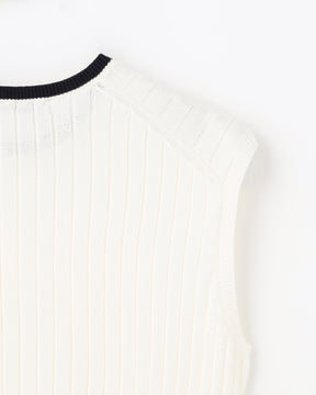 12Gワイドリブ コットン×ポリエステル バイカラーノースリーブクルーネック　SL9S-850-S10