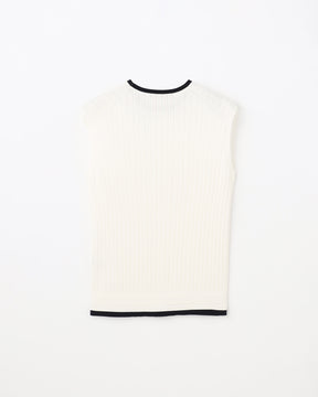 12Gワイドリブ コットン×ポリエステル バイカラーノースリーブクルーネック　SL9S-850-S10