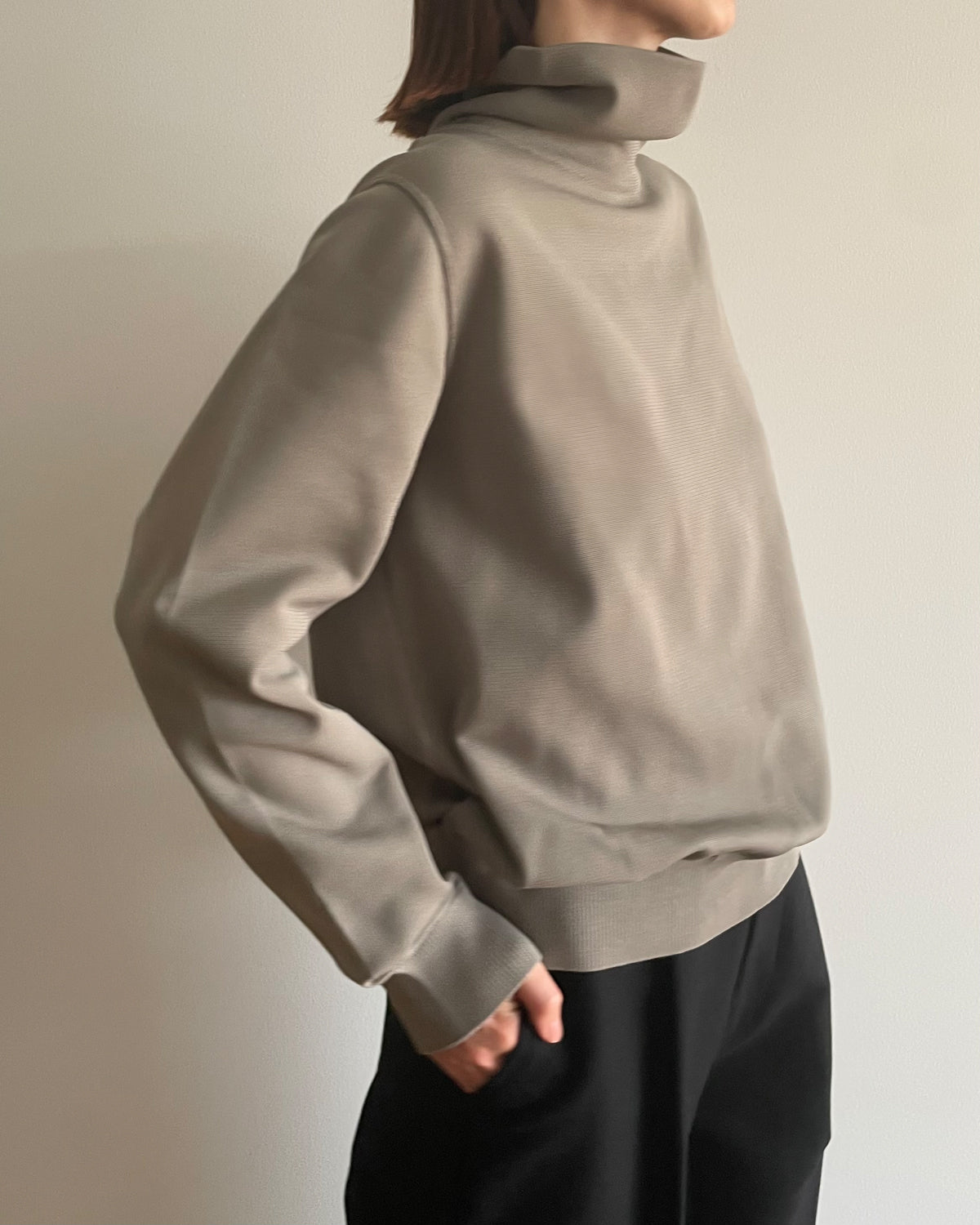 【UNISEX】12G二重臼天竺 ポリエステル×キュプラ×コットン タートルネック SL9W-696