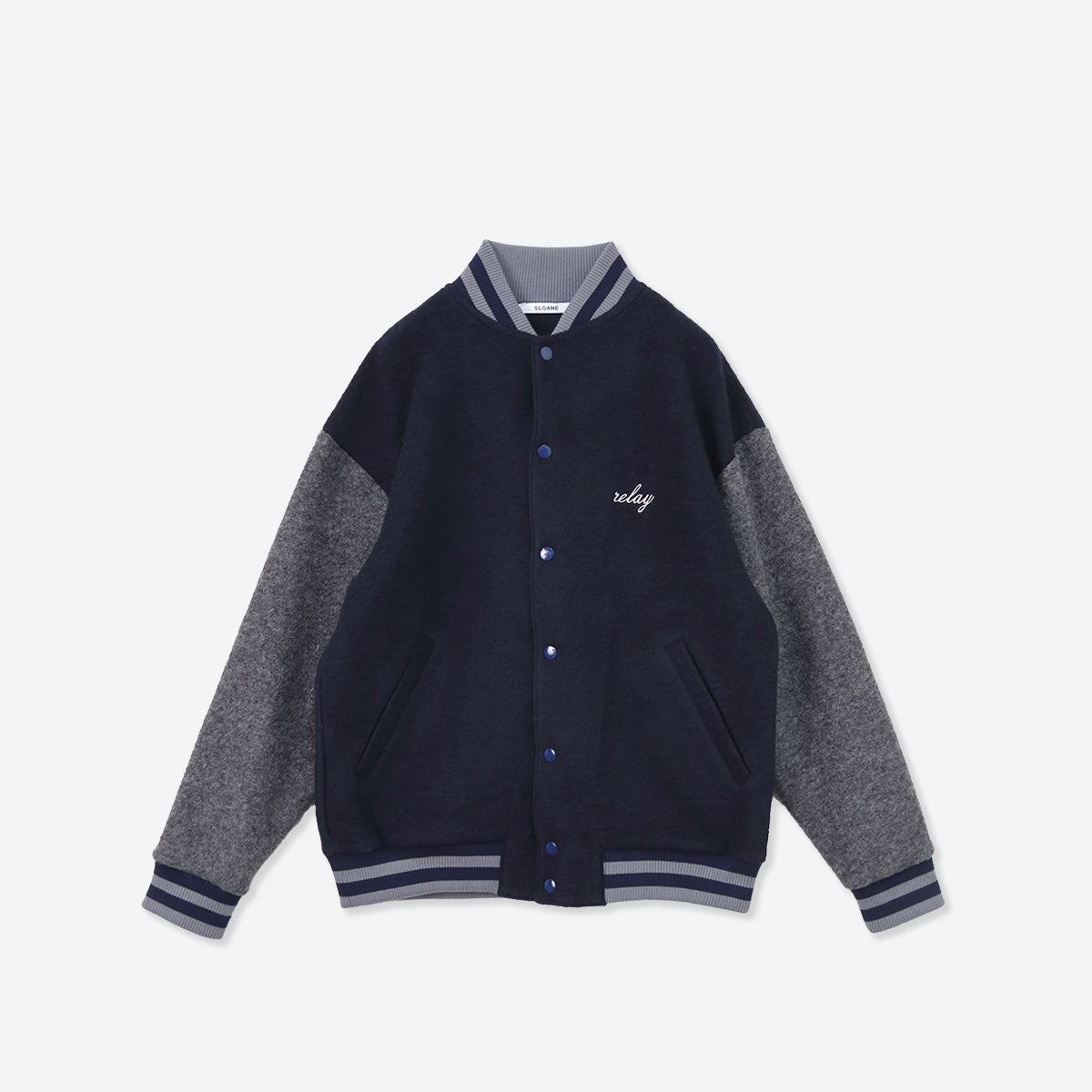 シェリエ スタジャン ネイビー ウールレザー シェリエ スタジャン ネイビー ウールレザー シェリエ スタジャン